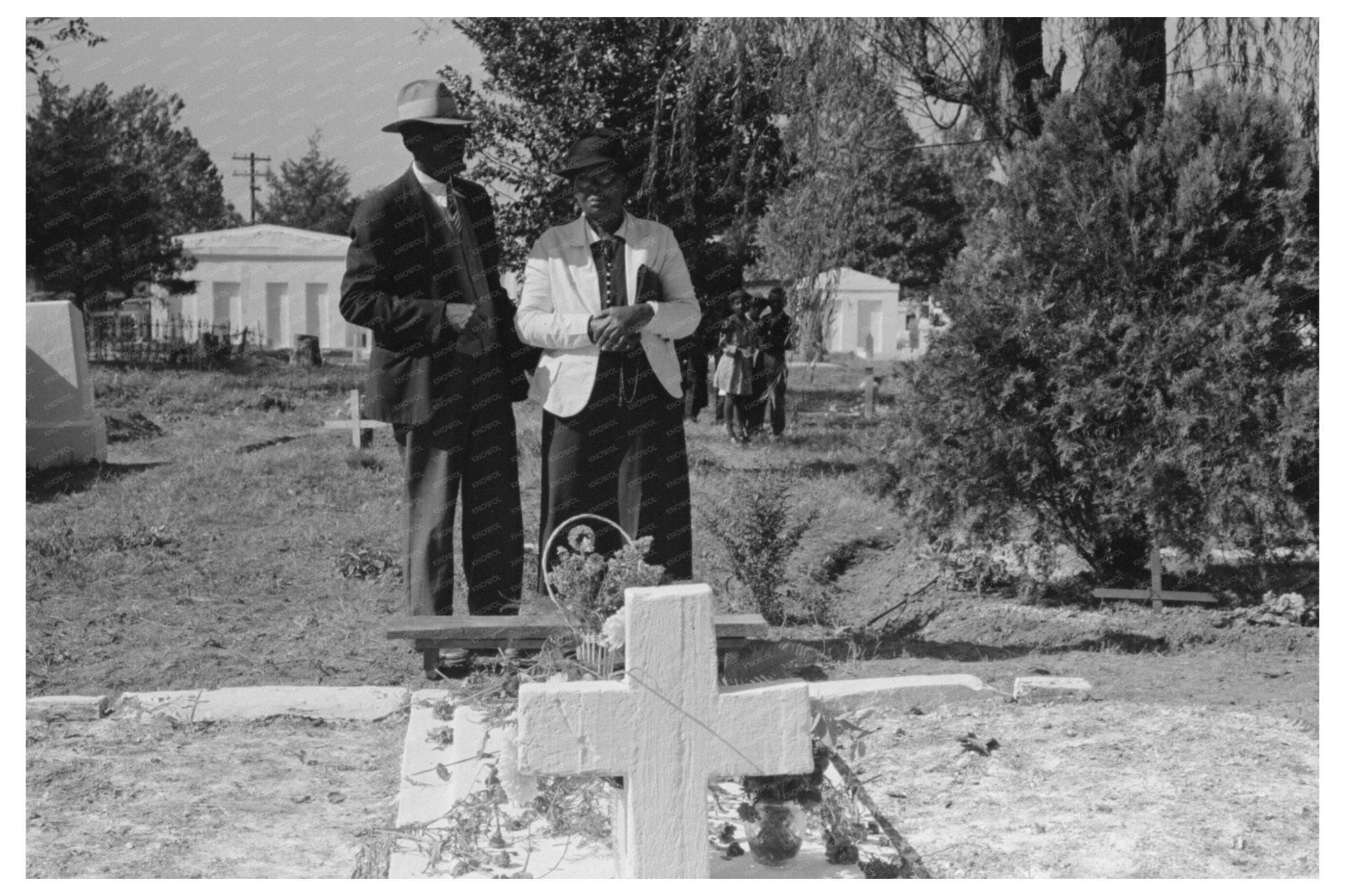 Couple at Cemetery in New Roads Louisiana November 1938 - Available at KNOWOL