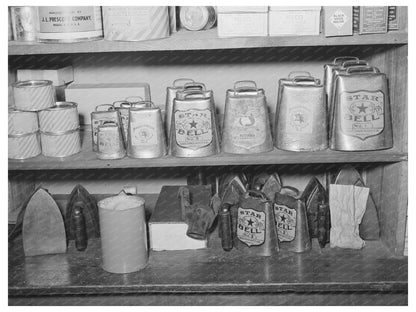Cowbells in San Augustine Hardware Store April 1939 - Available at KNOWOL