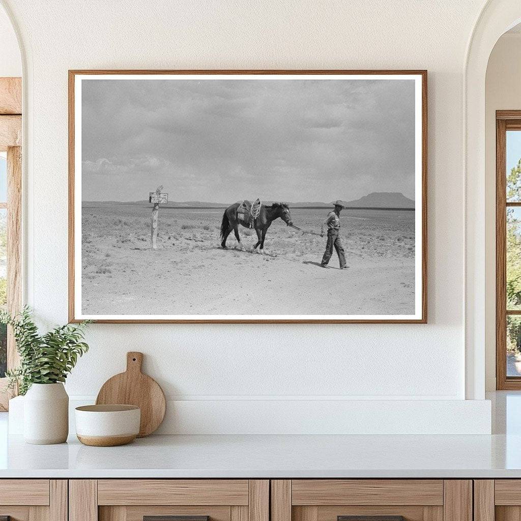 Cowboy and Spanish Cowpony in Pie Town New Mexico 1940 - Available at KNOWOL