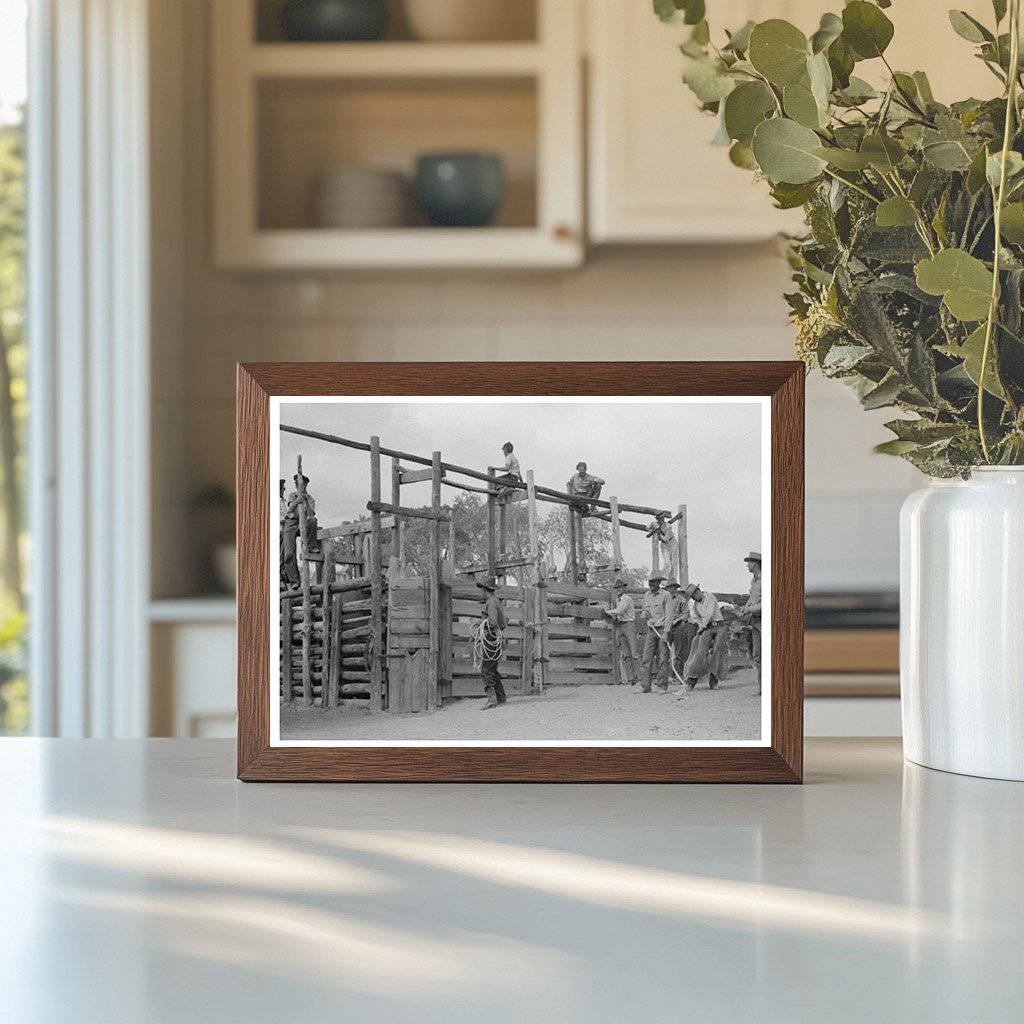 Cowboy at Rodeo Corral Quemado New Mexico 1940 - Available at KNOWOL