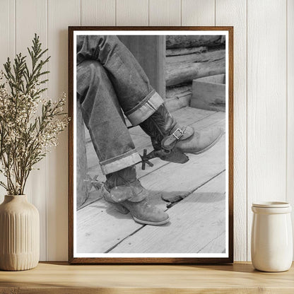 Cowboy Attire Detail Blue Jeans Boots Spurs 1940 - Available at KNOWOL