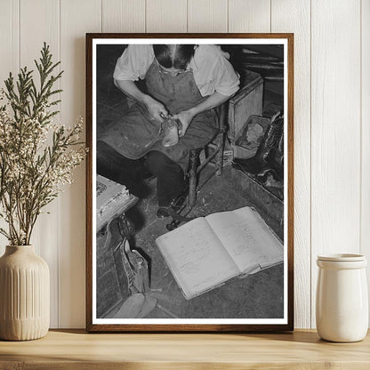Cowboy Bootmaker Measuring Last in Alpine Texas 1939 - Available at KNOWOL