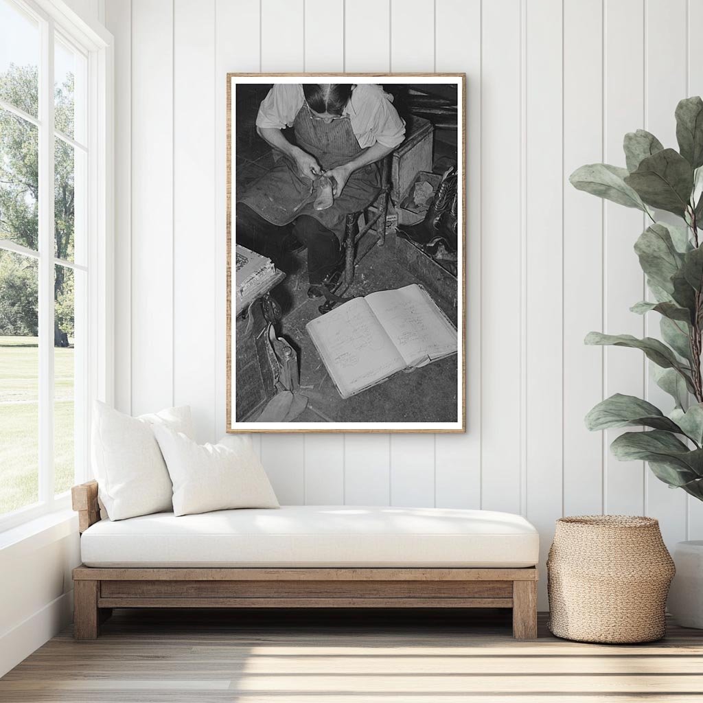 Cowboy Bootmaker Measuring Last in Alpine Texas 1939 - Available at KNOWOL