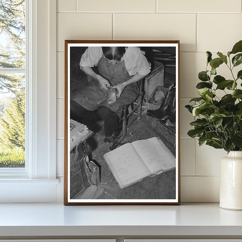 Cowboy Bootmaker Measuring Last in Alpine Texas 1939 - Available at KNOWOL