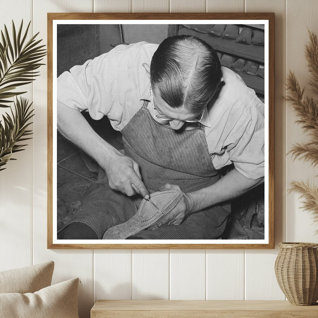 Cowboy Bootmaker Punching Holes May 1939 Alpine Texas - Available at KNOWOL