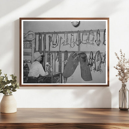 Cowboy Examining Ranch Supplies in Alpine Texas 1939 - Available at KNOWOL