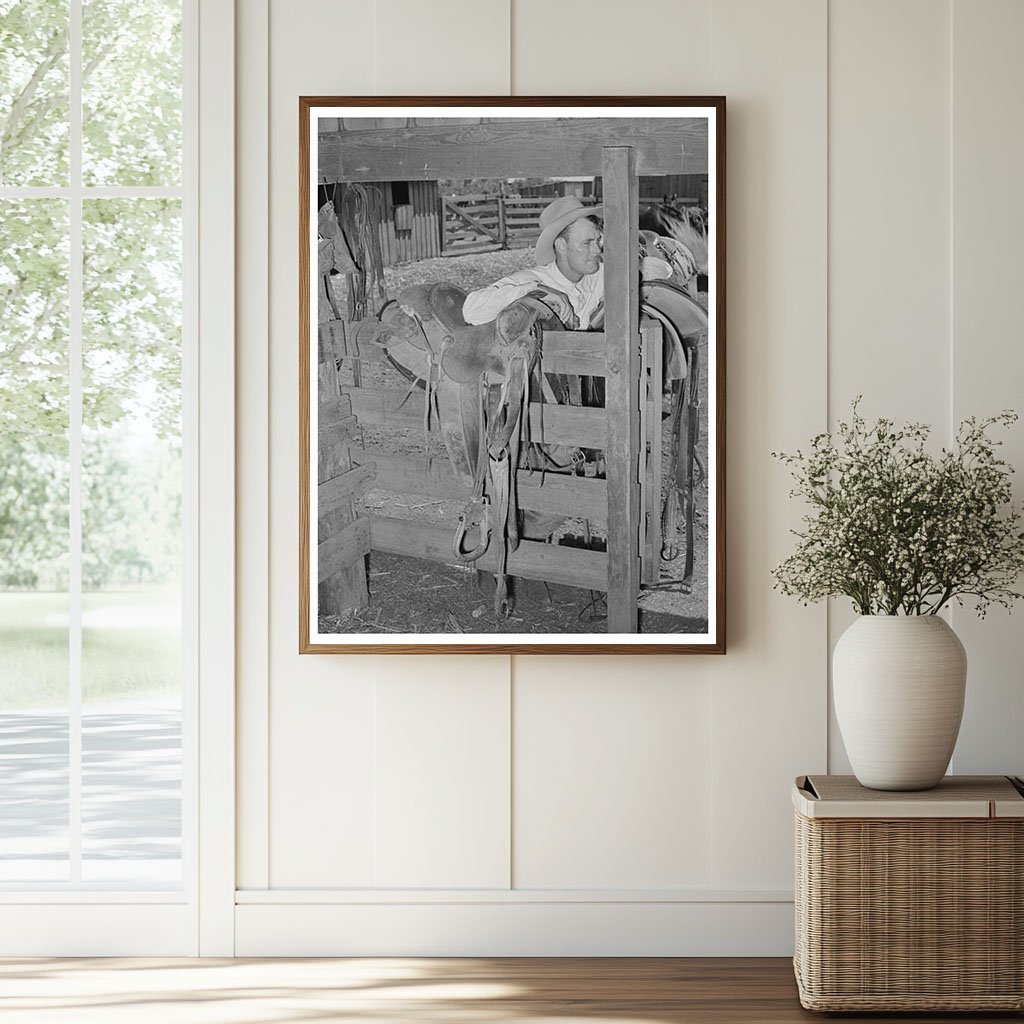 Cowboy in Saddle Room SMS Ranch Spur Texas 1939 - Available at KNOWOL