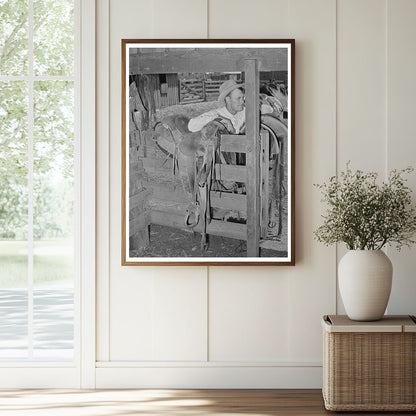 Cowboy in Saddle Room SMS Ranch Spur Texas 1939 - Available at KNOWOL