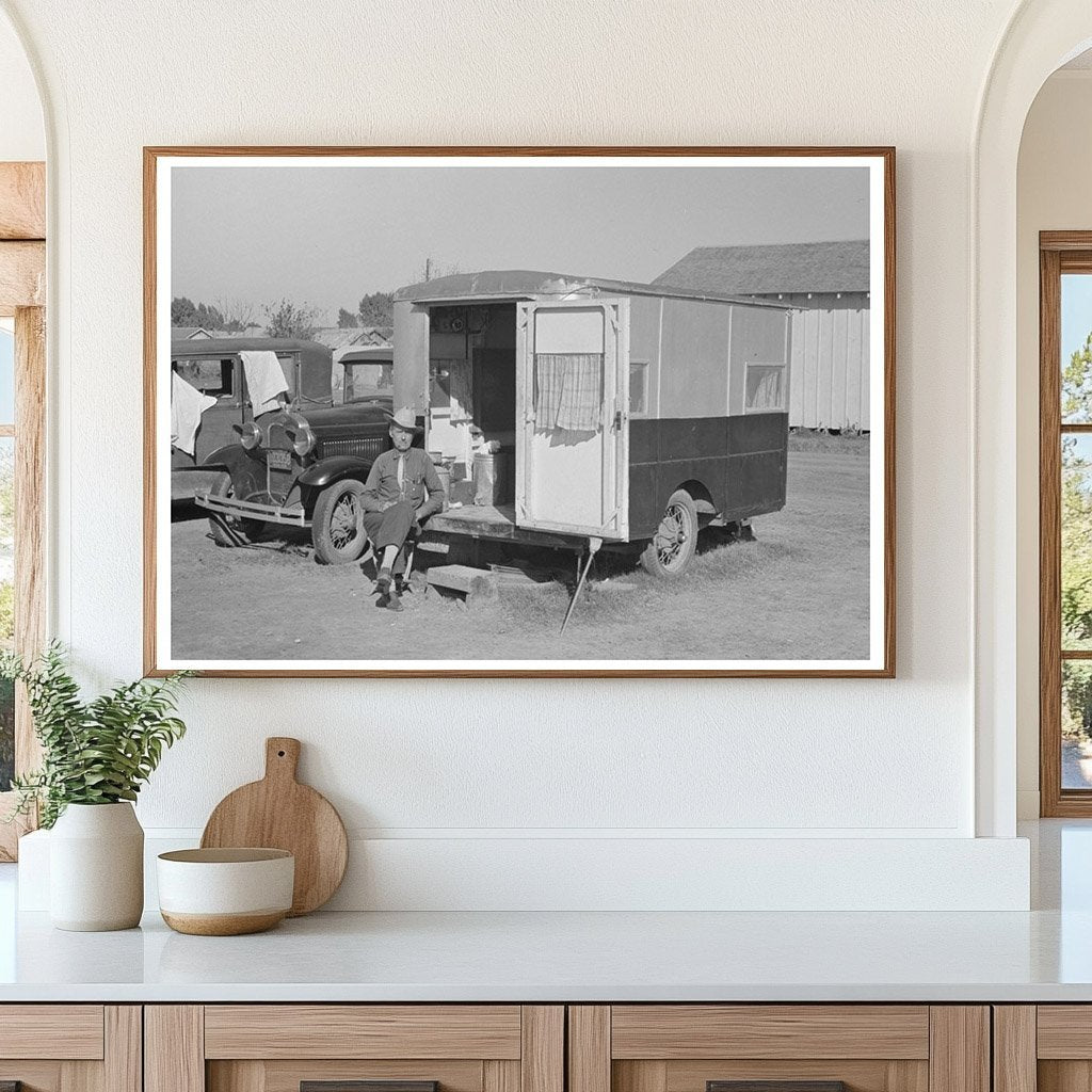 Cowboy in Trailer Home Weslaco Texas February 1939 - Available at KNOWOL