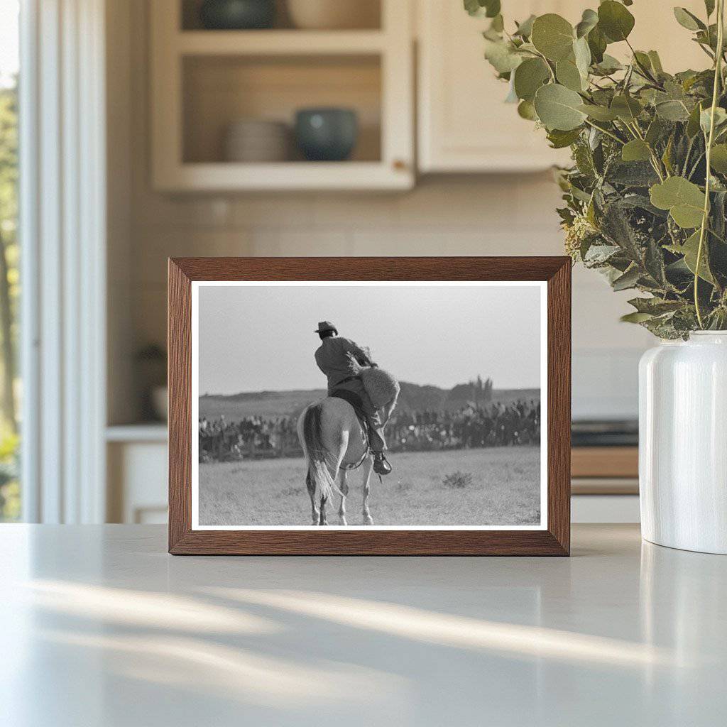 Cowboy on Horseback at Bean Day Rodeo September 1939 - Available at KNOWOL