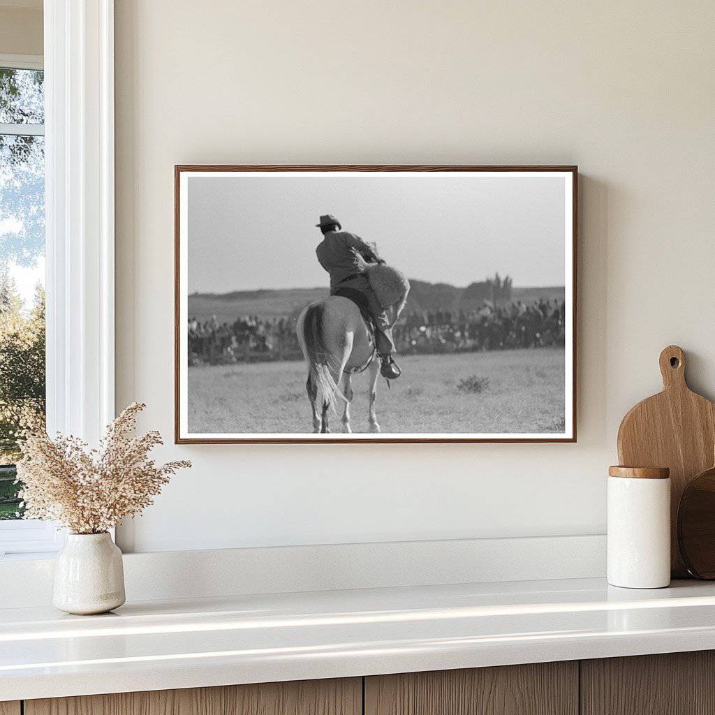 Cowboy on Horseback at Bean Day Rodeo September 1939 - Available at KNOWOL