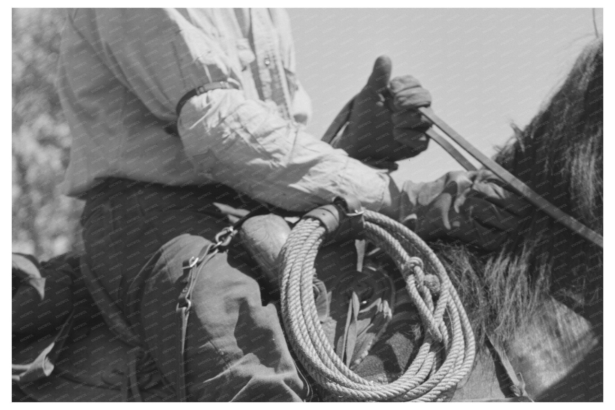 Cowboy on Horseback in Ola Idaho July 1942 - Available at KNOWOL