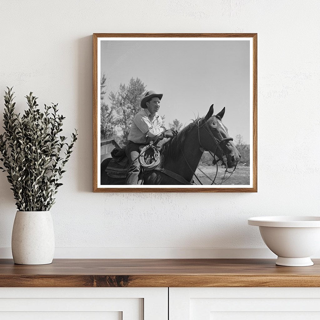 Cowboy Tending Beef Cattle in Ola Idaho July 1942 - Available at KNOWOL