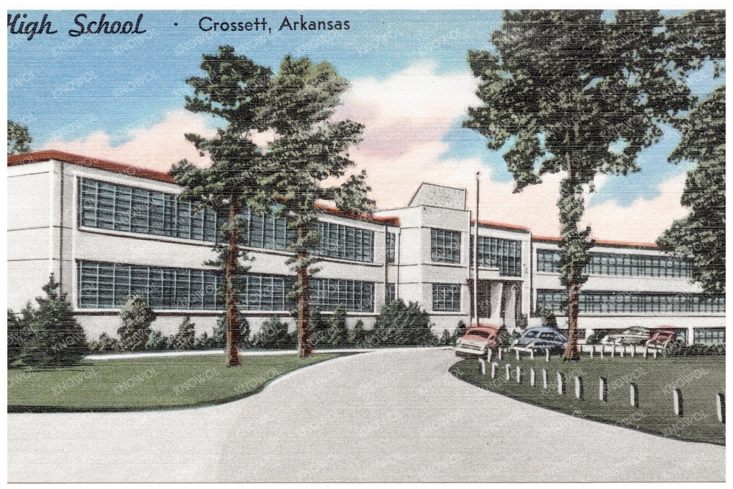 Crossett Arkansas High School Vintage Postcard 1930 - 1945 - Available at KNOWOL