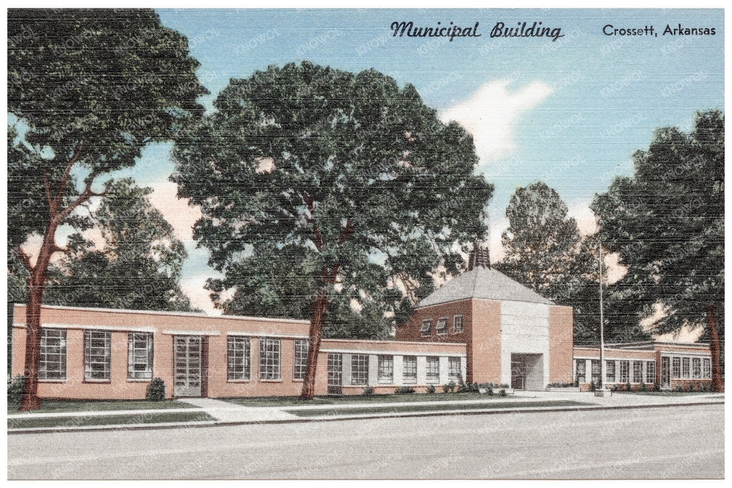 Crossett Arkansas Municipal Building Vintage Postcard 1930 - 1945 - Available at KNOWOL