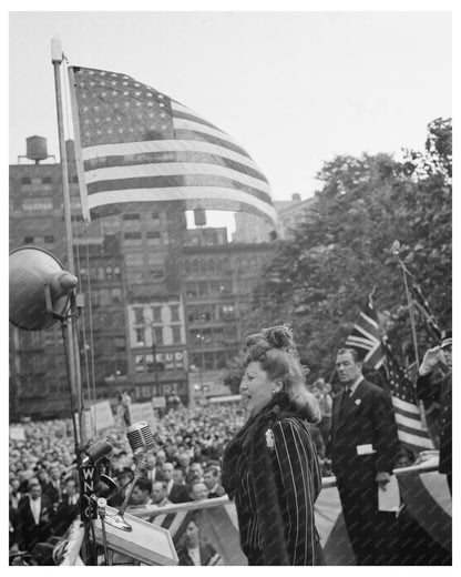 Crowd at Madison Square NYC D - Day June 6 1944 - Available at KNOWOL