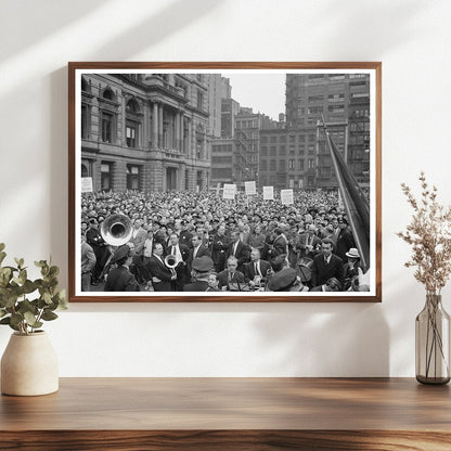 Crowd in Madison Square NYC on D - Day June 6 1944 - Available at KNOWOL