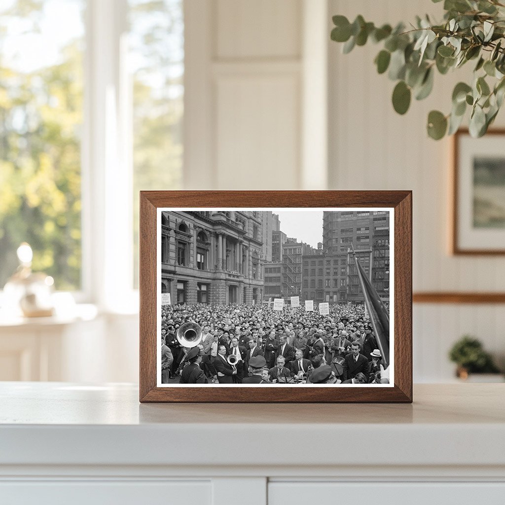 Crowd in Madison Square NYC on D - Day June 6 1944 - Available at KNOWOL