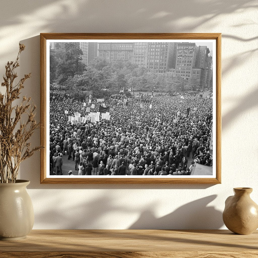 Crowd in Madison Square on D - Day June 6 1944 - Available at KNOWOL