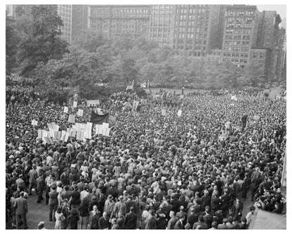 Crowd in Madison Square on D - Day June 6 1944 - Available at KNOWOL