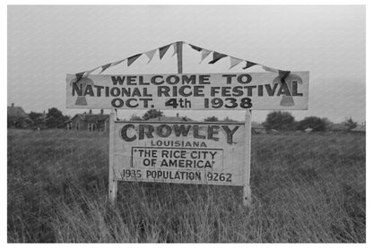 Crowley Louisiana Welcome Sign October 1938 Vintage Photo - Available at KNOWOL