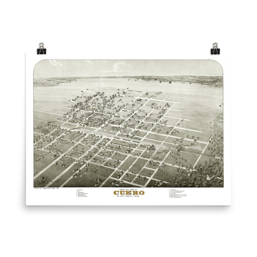 Cuero, TX 1881 Map - Available at KNOWOL