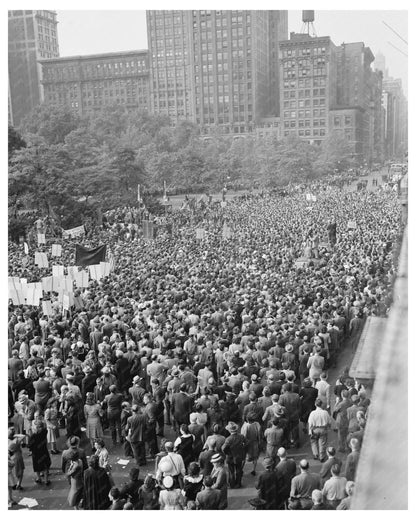 D - Day Crowd in Madison Square New York June 6 1944 - Available at KNOWOL