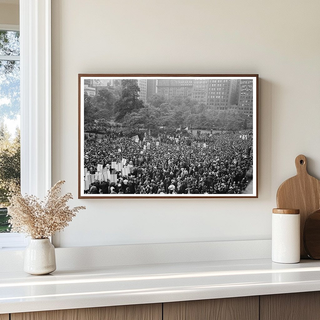 D - Day Crowd in Madison Square NYC June 6 1944 - Available at KNOWOL