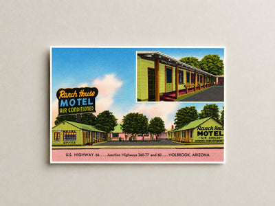 Holbrook, AZ: Ranch House Motel, air-conditioned, US highway 66- Junction highways 260-77 and 60