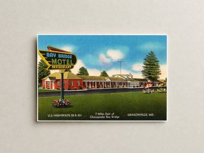 Bay Bridge Motel, U. S. Highways 50 & 301... 7 miles east of Chesapeake Bay Bridge, Grasonville, MD — Vintage Maryland Postcard