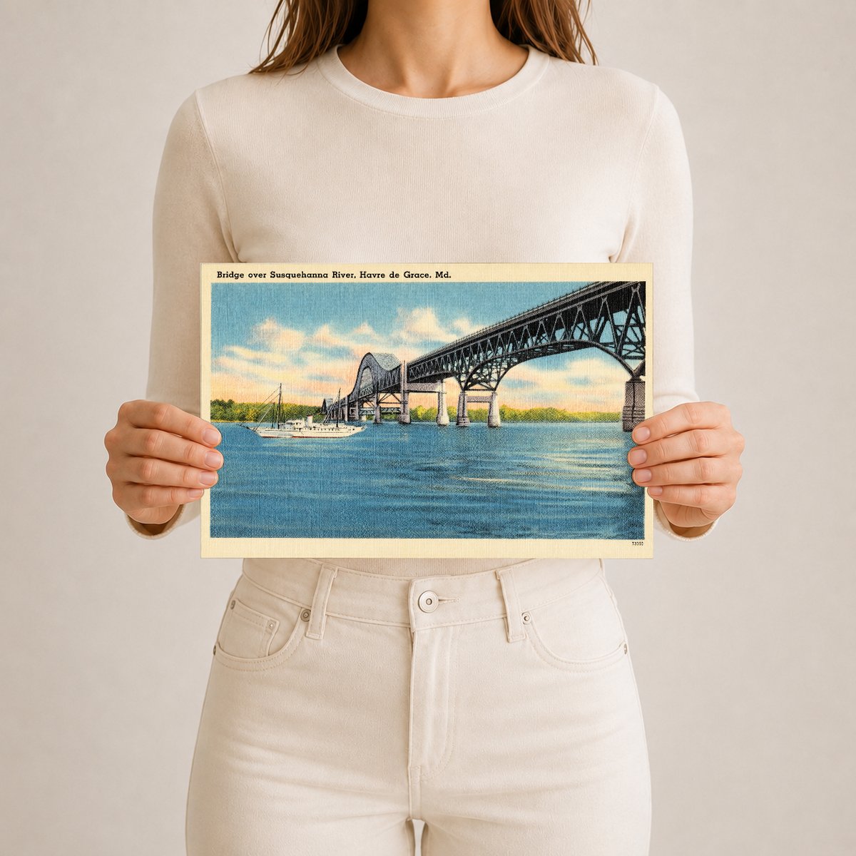 Bridge over Susquehanna River, Havre de Grace, MD — Vintage Maryland Postcard