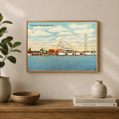 Yacht Basin, Cambridge, Maryland — Vintage Maryland Postcard