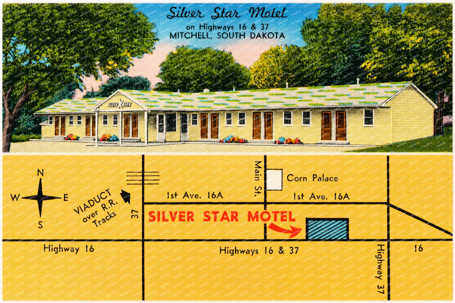 Mitchell, SD: Silver Star Motel, on highways 16 & 37
