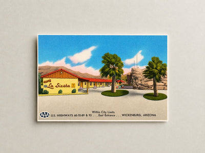 Wickenburg, AZ: La Siesta, within city limits, U.S. highways 60-70-89 & 93- east entrance- Wickenburg