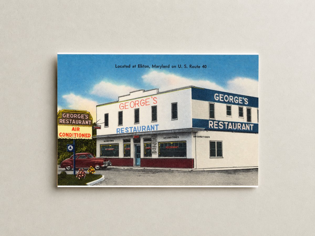 George's Restaurant, located at Elkton, Maryland on U. S. Route 40 — Vintage Maryland Postcard