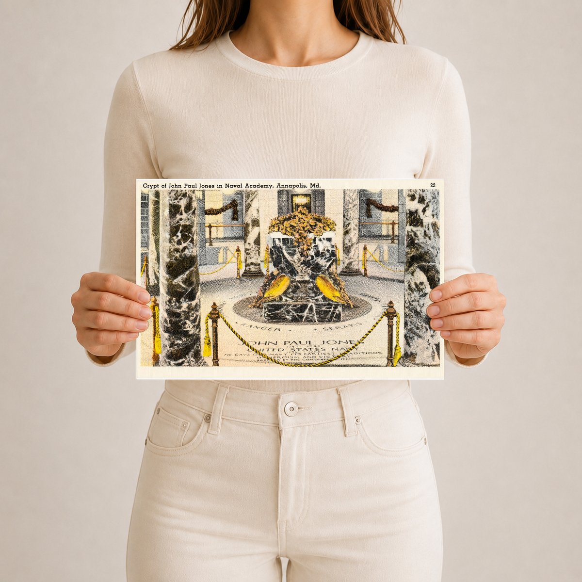 Crypt of John Paul Jones in Naval Academy, Annapolis, MD — Vintage Maryland Postcard