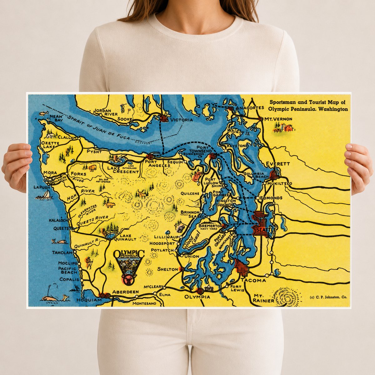 WA: Sportsman and tourist map of Olympic peninsula