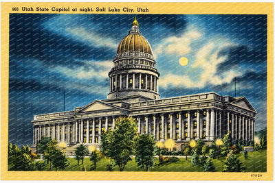 Salt Lake City, UT: Utah State Capitol at night