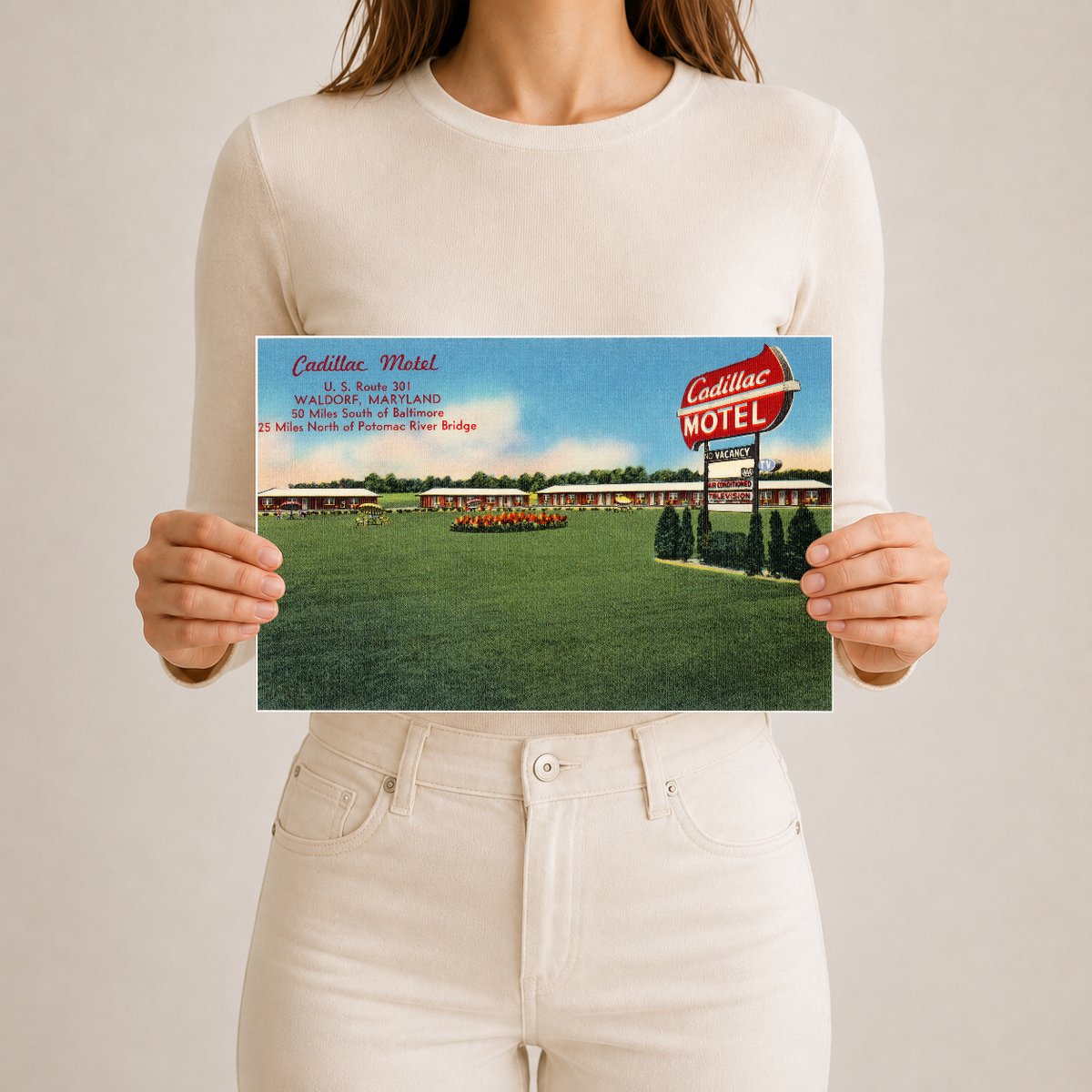 Cadillac Motel, U. S. Route 301, Waldorf, Maryland — Vintage Maryland Postcard