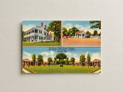 Del Haven White House Cottages, 7 mi. north of Washington on Route 1, Berwyn, MD — Vintage Maryland Postcard