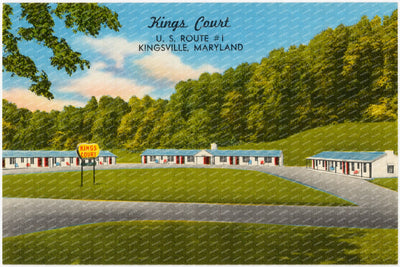King's Court, U. S. Route #1, Kingsville, Maryland — Vintage Maryland Postcard