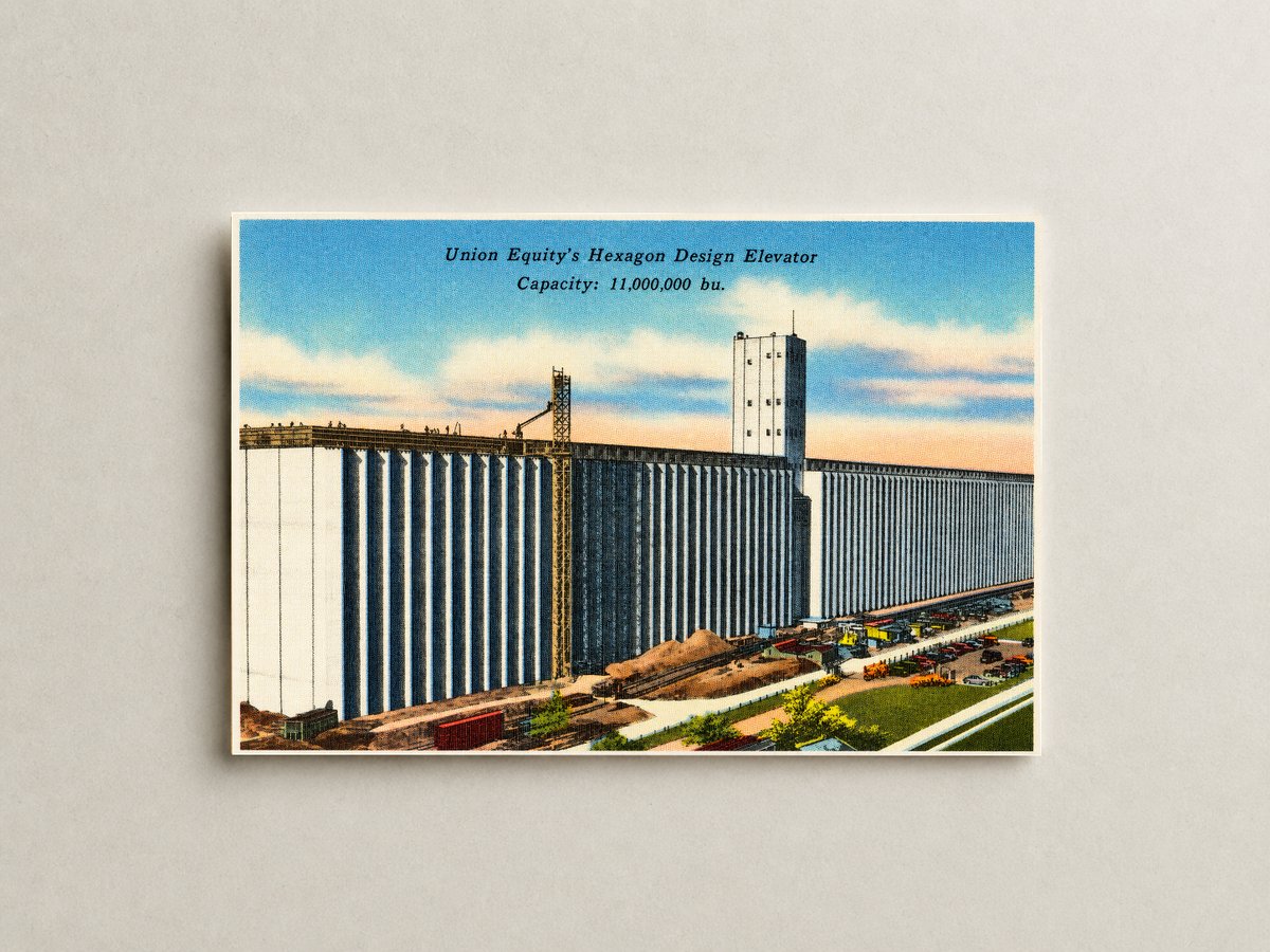 Enid, OK: Union Equity's Hexagon Design Elevator. Capacity: 11,000,000 bu.