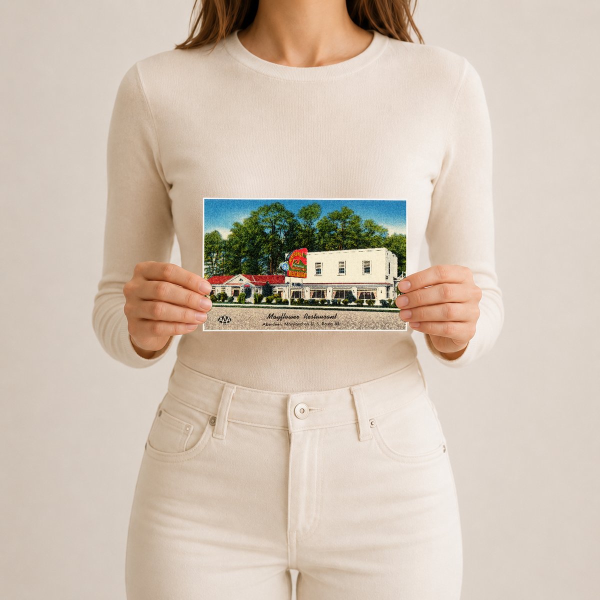 Mayflower Restaurant, Aberdeen, Maryland on U. S. Route 40 — Vintage Maryland Postcard