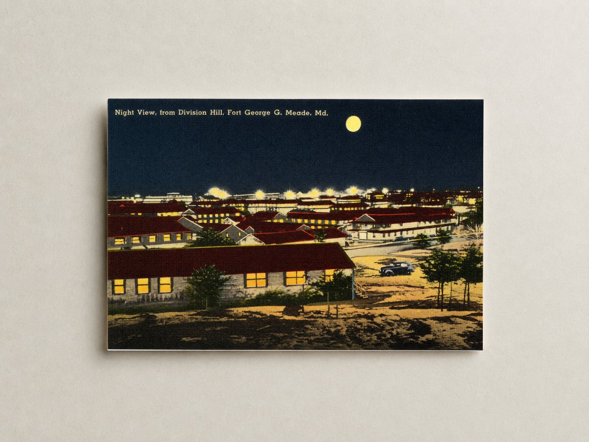 Night view, from Division Hill, Fort George G. Meade, MD — Vintage Maryland Postcard