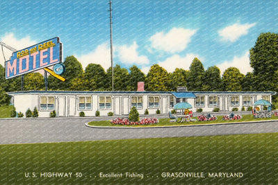Rod and Reel Motel, U. S. Highway 50... excellent Fishing... Grasonville, Maryland — Vintage Maryland Postcard