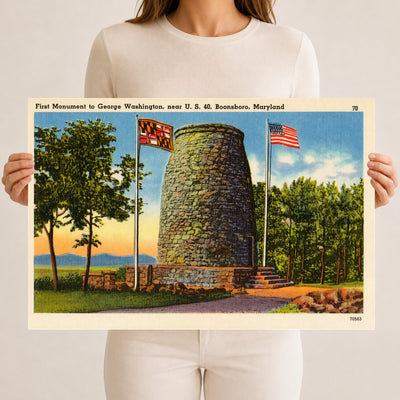 First monument to George Washington, near U. S. 40, Boonsboro, Maryland — Vintage Maryland Postcard