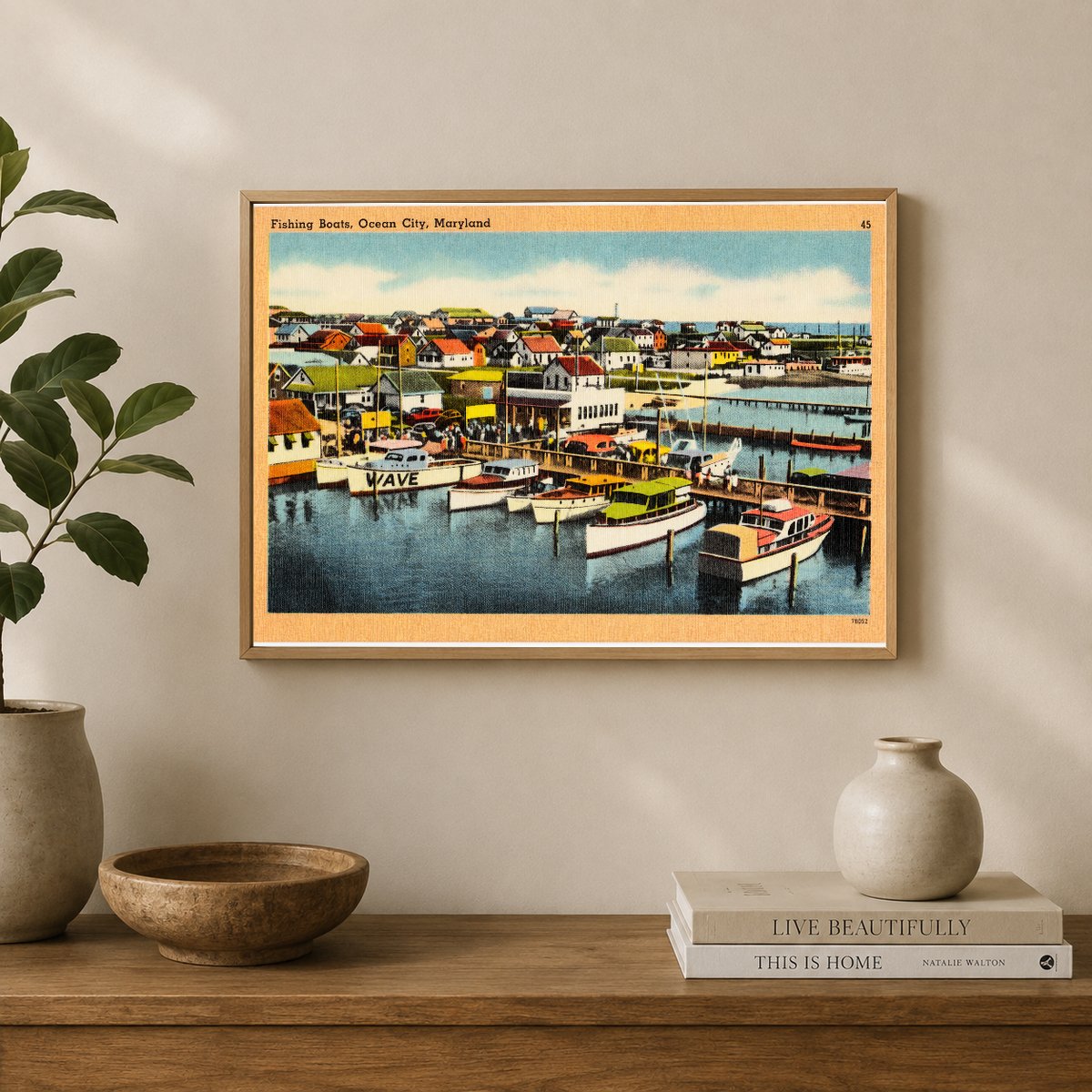 Fishing boats, Ocean City, Maryland — Vintage Maryland Postcard