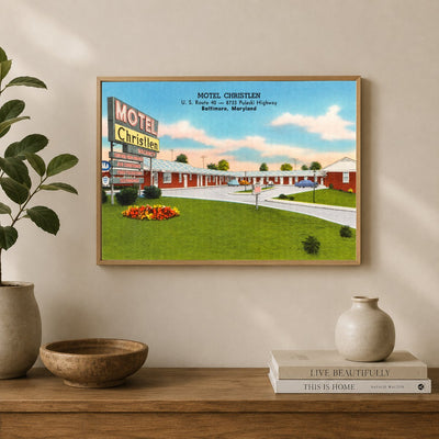 Motel Christlen, U. S. Route 40 -- 8733 Pulaski Highway, Baltimore, Maryland — Vintage Maryland Postcard