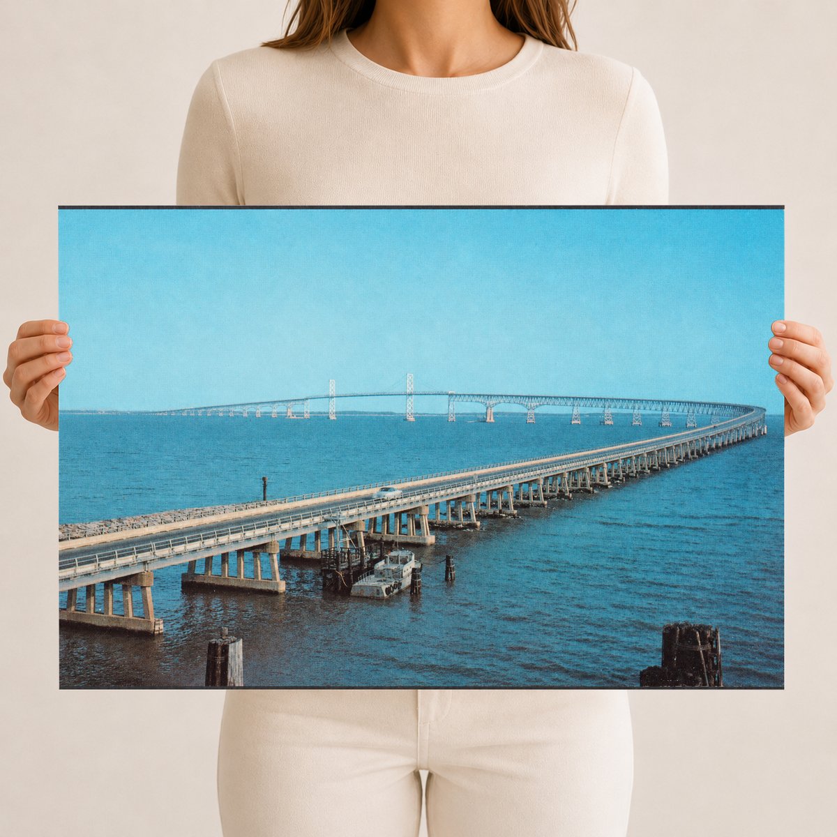 Chesapeake Bay Bridge — Vintage Maryland Postcard