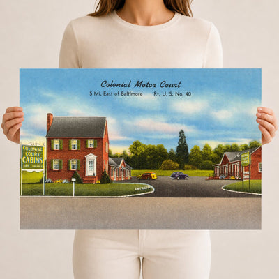 Colonial Motor Court, 5 mi. east of Baltimore, Rt. U. S. No. 40 — Vintage Maryland Postcard